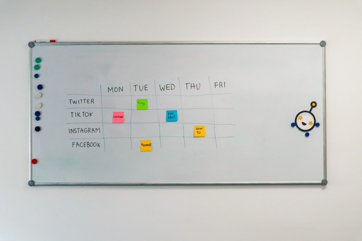 Nonprofit campaign calendar on a planning board for annual fundraising cadence